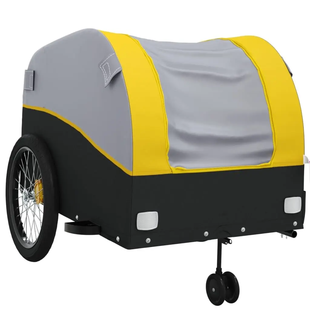 Bike Trailer Iron 45 kg Load Capacity Yellow Cargo Hauling Garden Transport