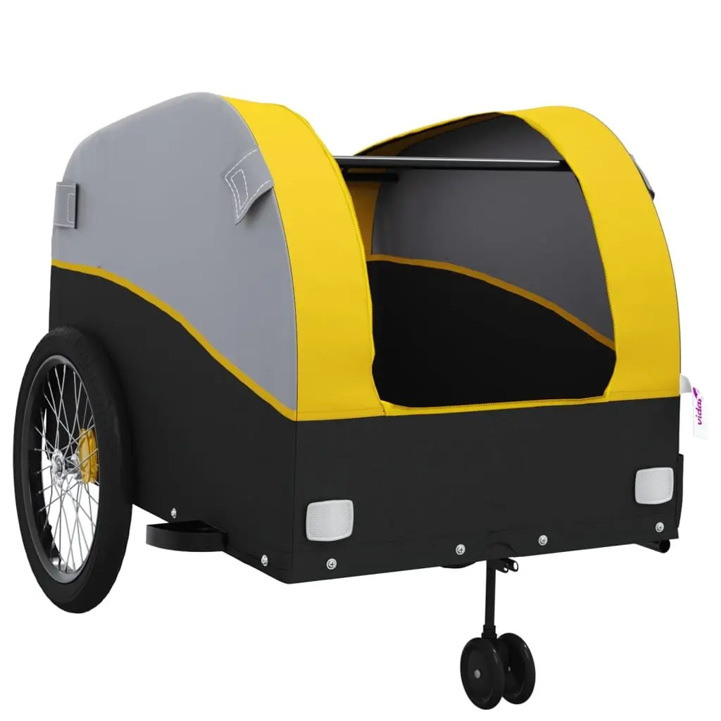 Bike Trailer Iron 45 kg Load Capacity Yellow Cargo Hauling Garden Transport