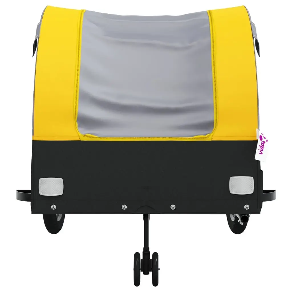 Bike Trailer Iron 45 kg Load Capacity Yellow Cargo Hauling Garden Transport