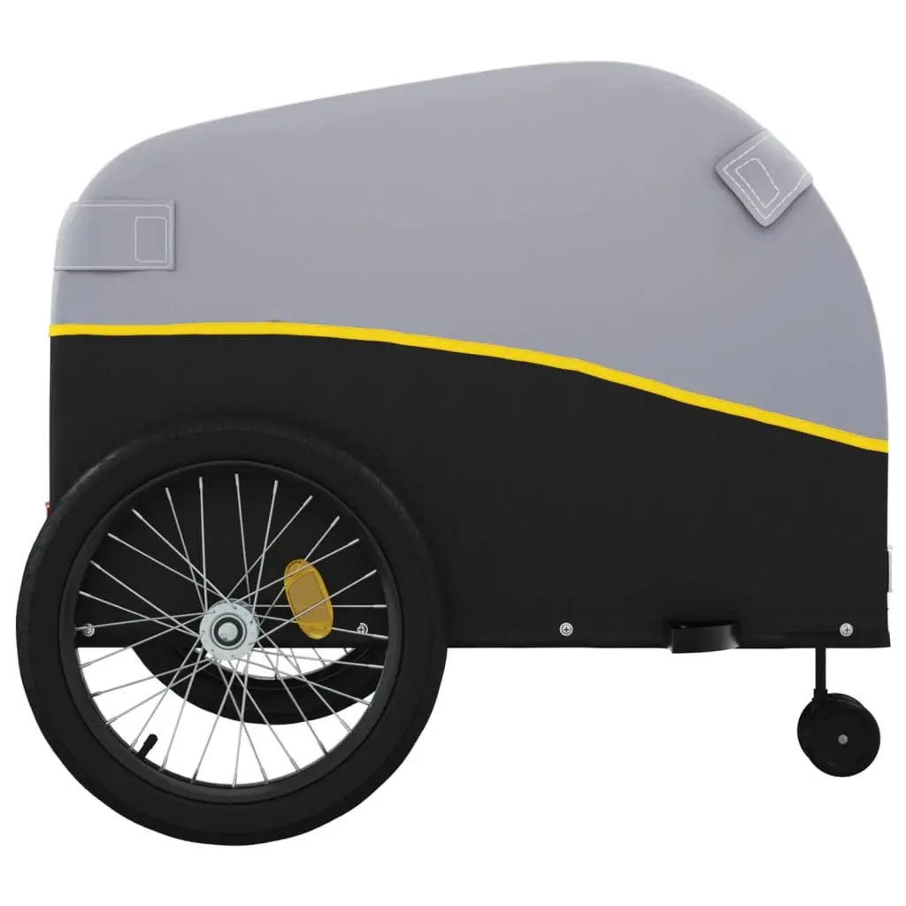 Bike Trailer Iron 45 kg Load Capacity Yellow Cargo Hauling Garden Transport