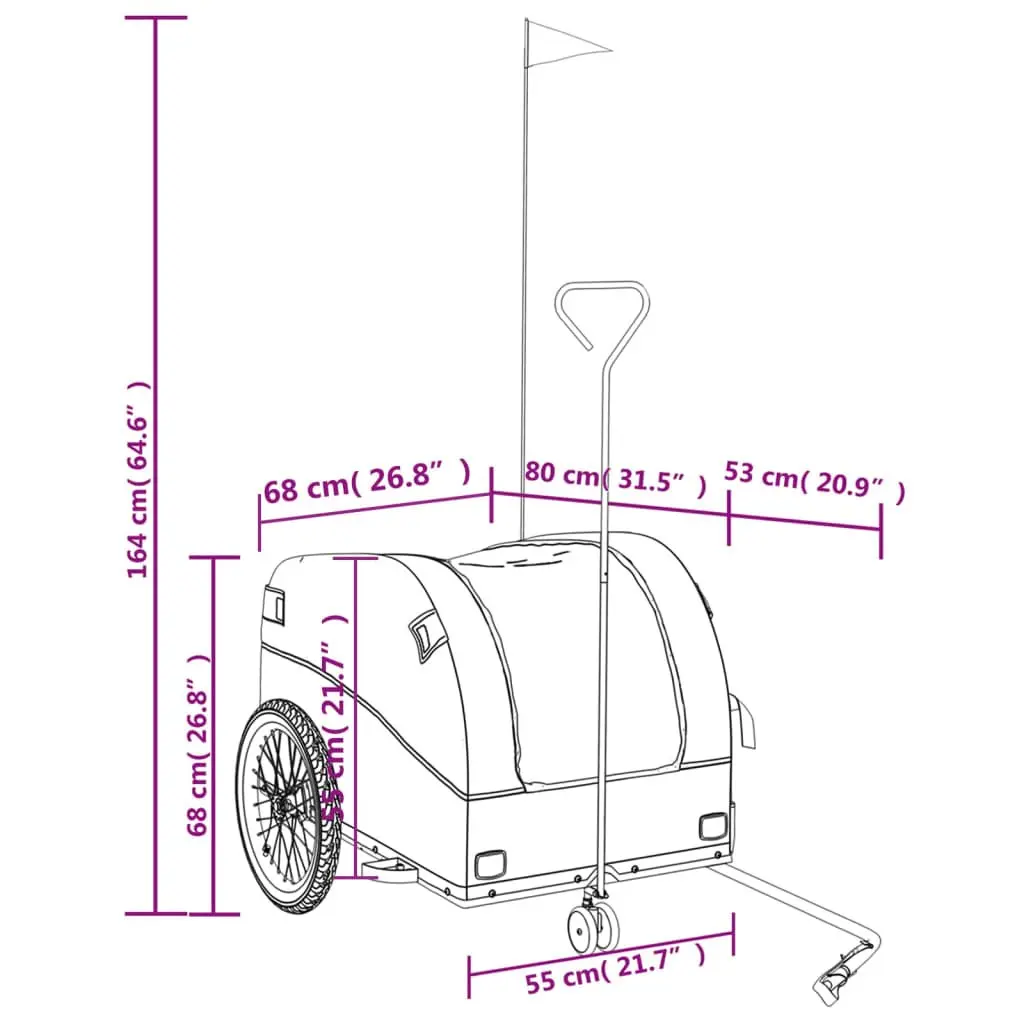 Bike Trailer 45kg Load Capacity Iron Heavy Duty Cargo Cart Bicycle Hauling
