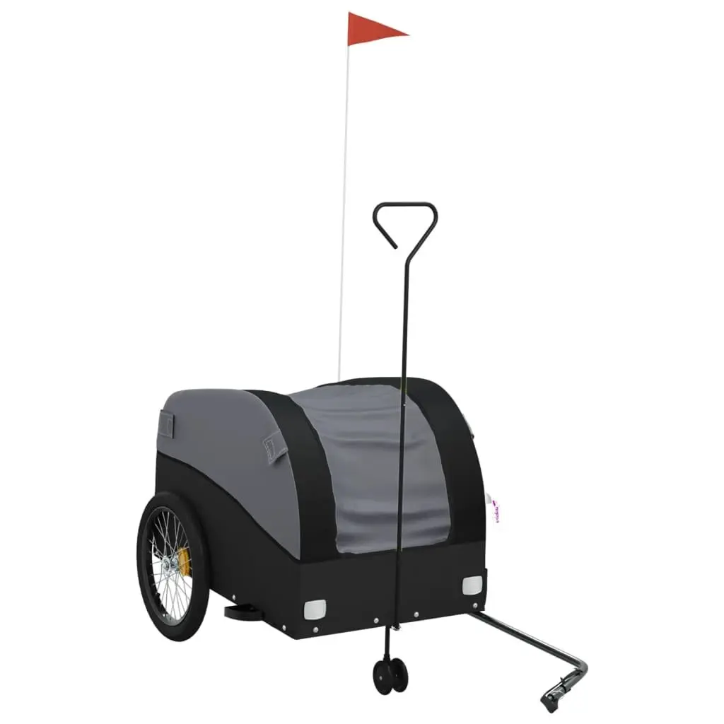 Black Bike Trailer 45kg Load Capacity Iron Cargo Cart Bicycle Hauling Heavy