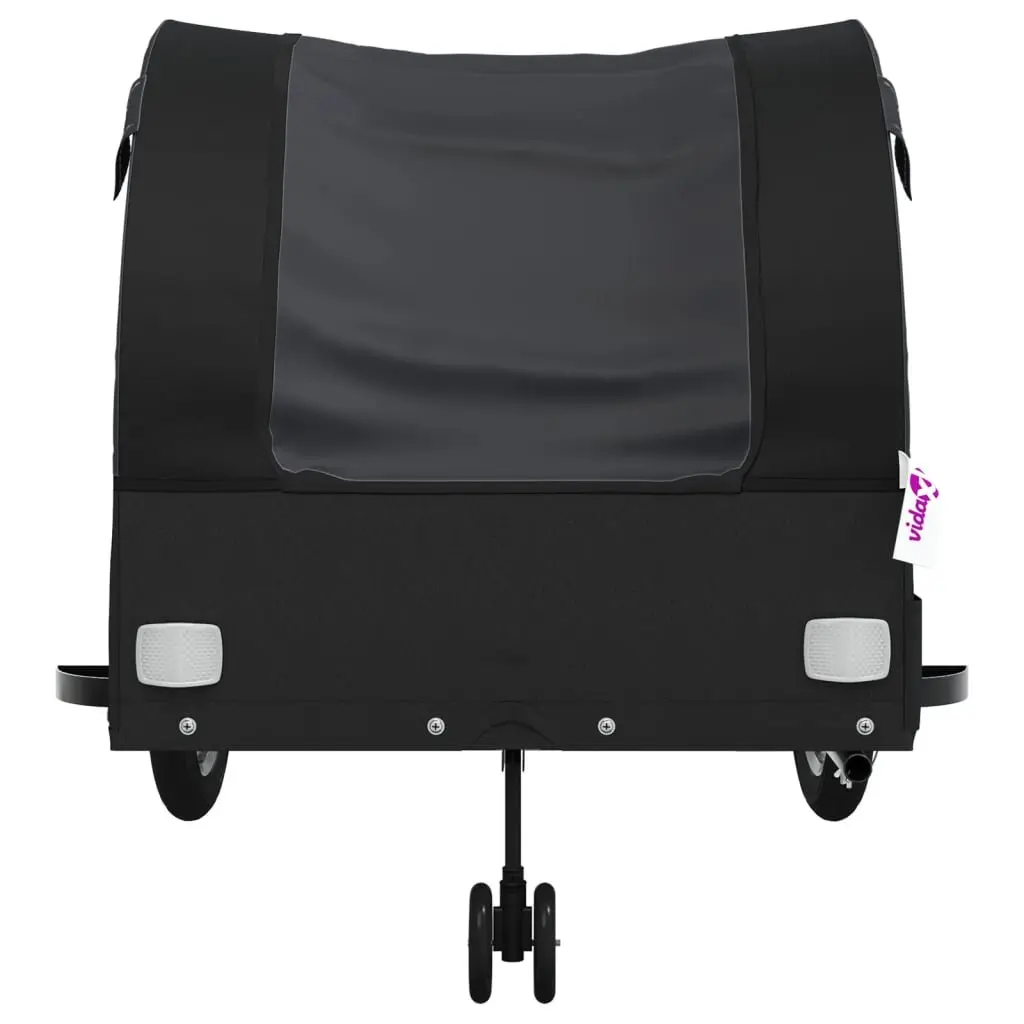 Black Bike Trailer 45kg Load Capacity Iron Cargo Cart Bicycle Hauling Heavy