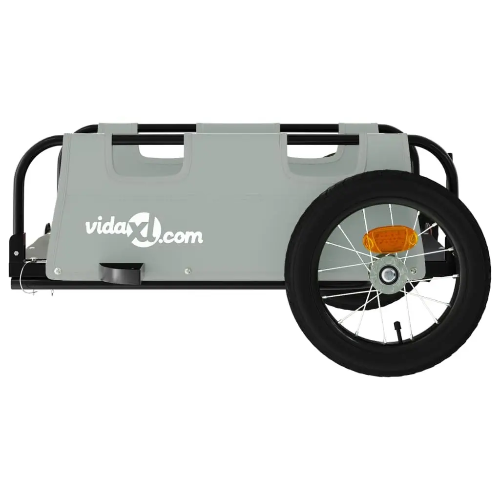 Bike Trailer Grey Oxford Fabric Iron Frame Cargo Transport Cycling Bicycle