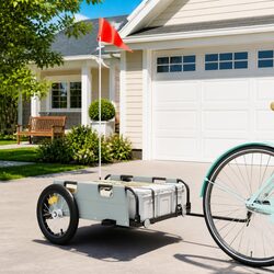 Bike Trailer Grey Oxford Fabric Iron Frame Cargo Cart Bicycle Attachment