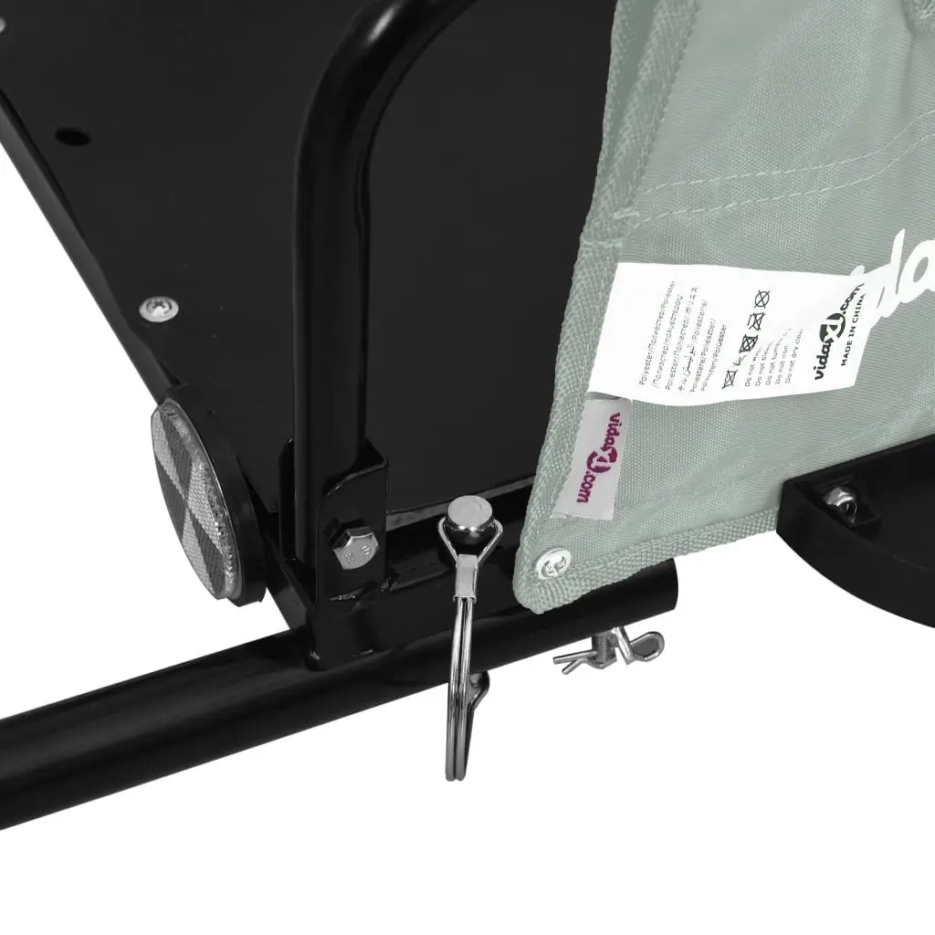 Bike Trailer Grey Oxford Fabric Iron Frame Cargo Cart Bicycle Attachment