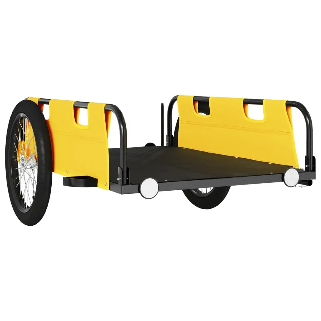 Bike Trailer Yellow Oxford Fabric Iron Frame Cargo Cart Bicycle Transport