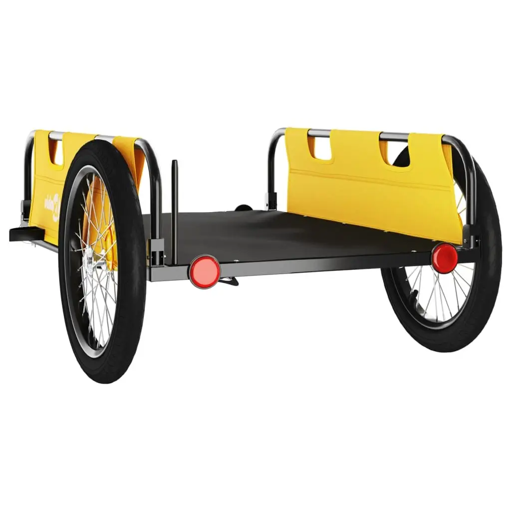 Bike Trailer Yellow Oxford Fabric Iron Frame Cargo Cart Bicycle Transport