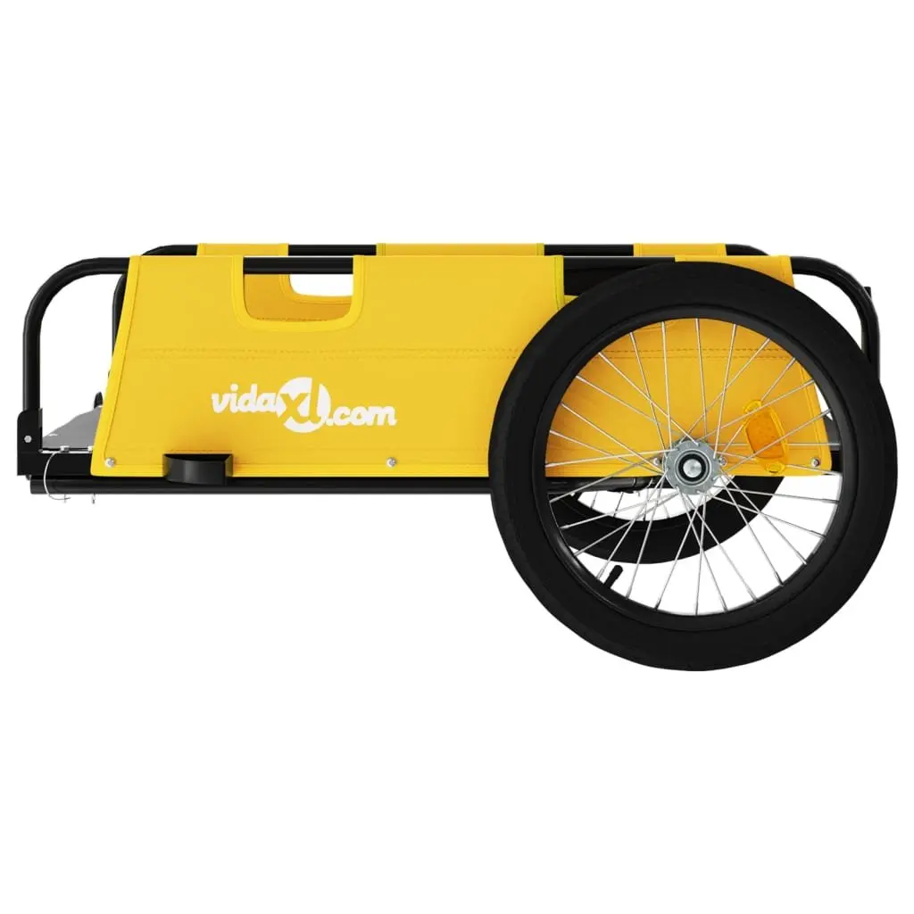Bike Trailer Yellow Oxford Fabric Iron Frame Cargo Cart Bicycle Transport