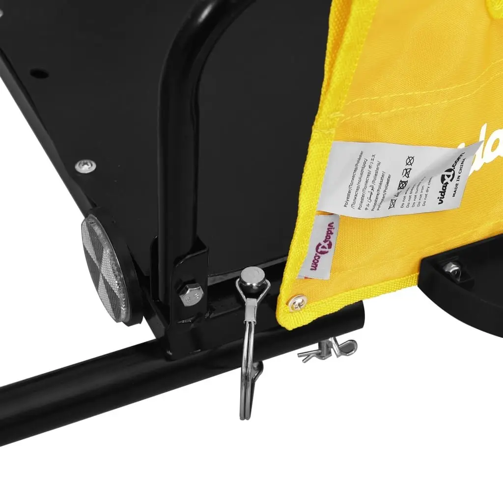 Bike Trailer Yellow Oxford Fabric Iron Frame Cargo Cart Bicycle Transport