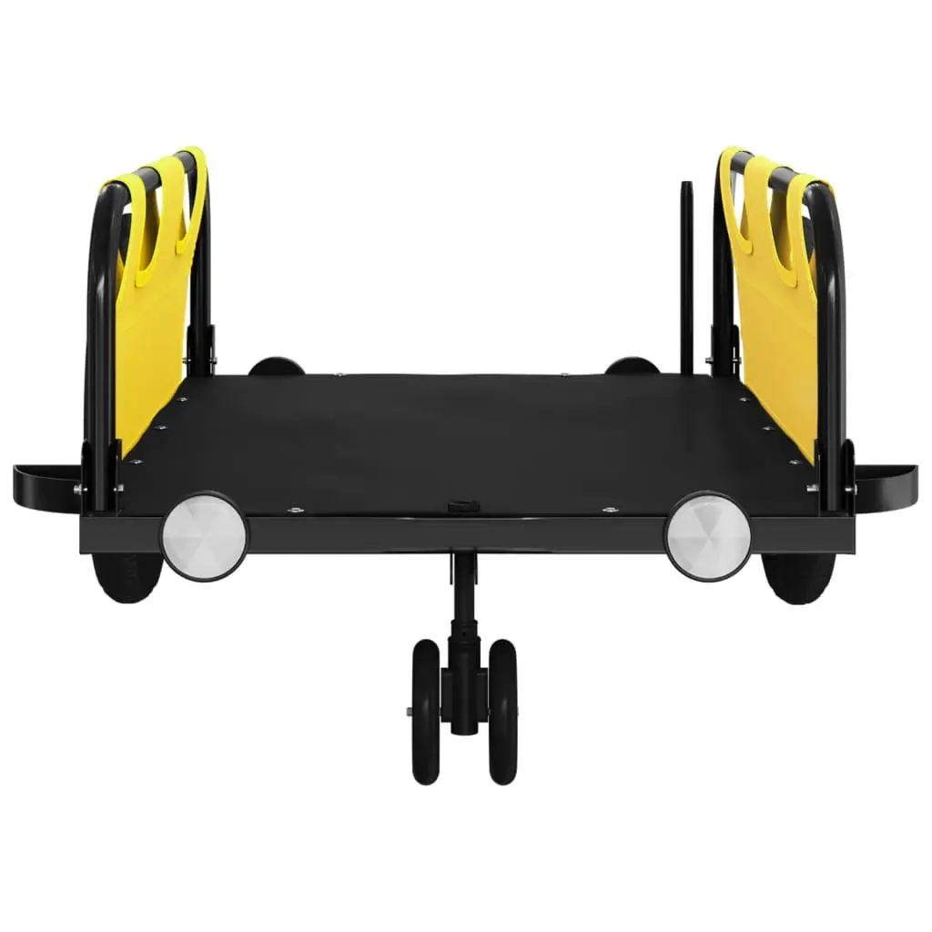 Bike Trailer Yellow Oxford Fabric Iron Frame Bicycle Cargo Transport Cart