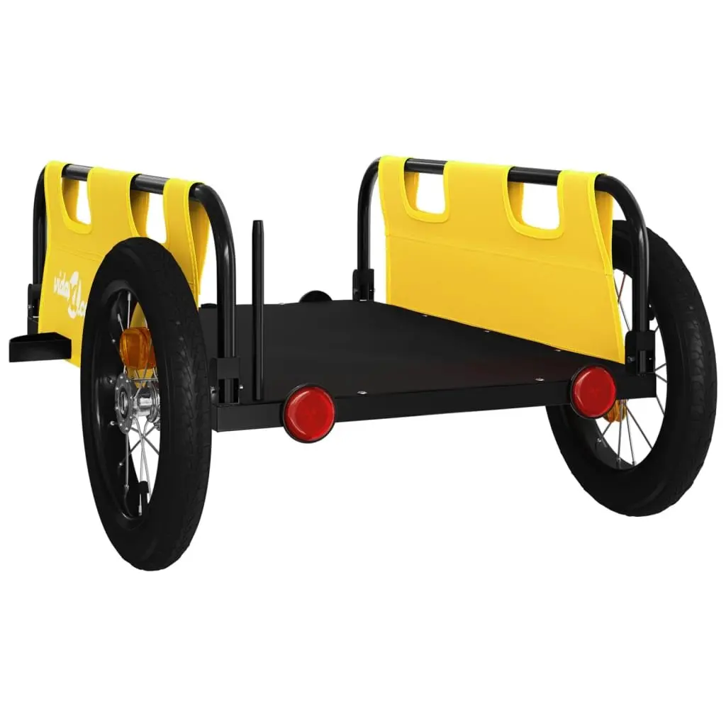 Bike Trailer Yellow Oxford Fabric Iron Frame Bicycle Cargo Transport Cart