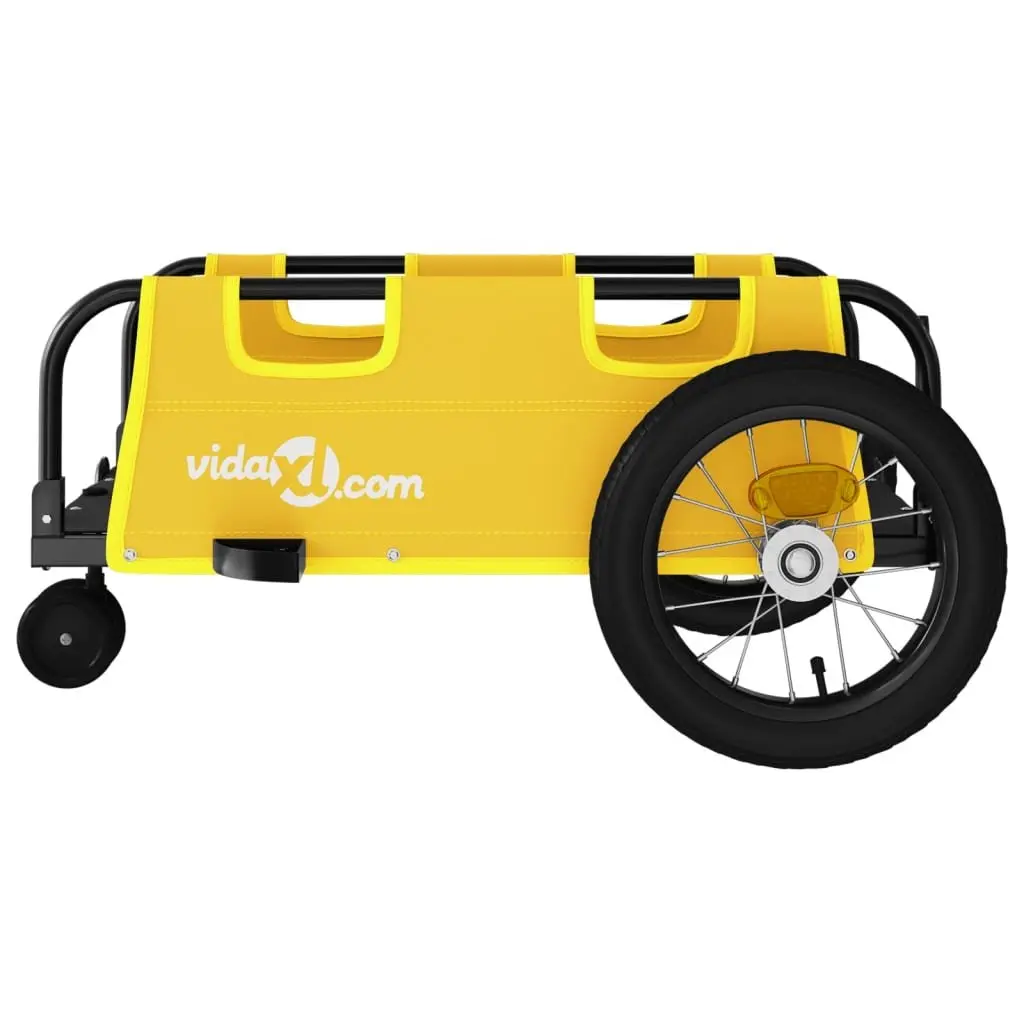 Bike Trailer Yellow Oxford Fabric Iron Frame Bicycle Cargo Transport Cart