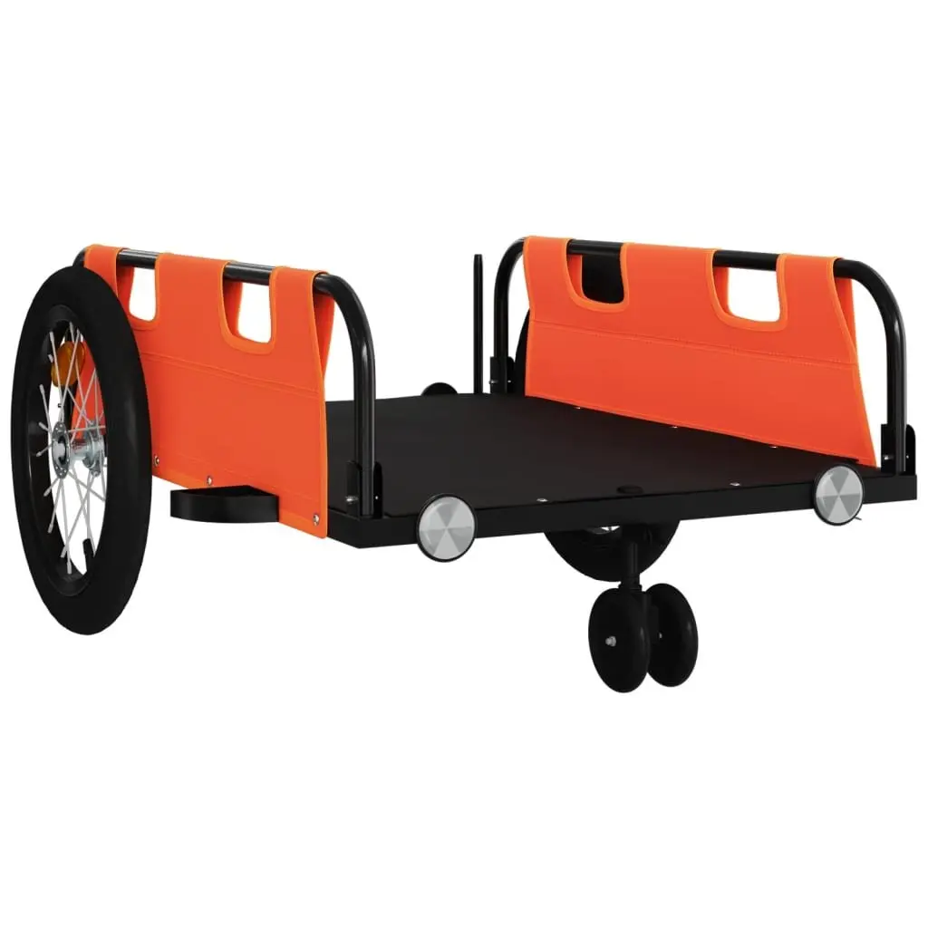 Bicycle Cargo Trailer Orange Oxford Fabric Iron Frame Two Wheel Transport