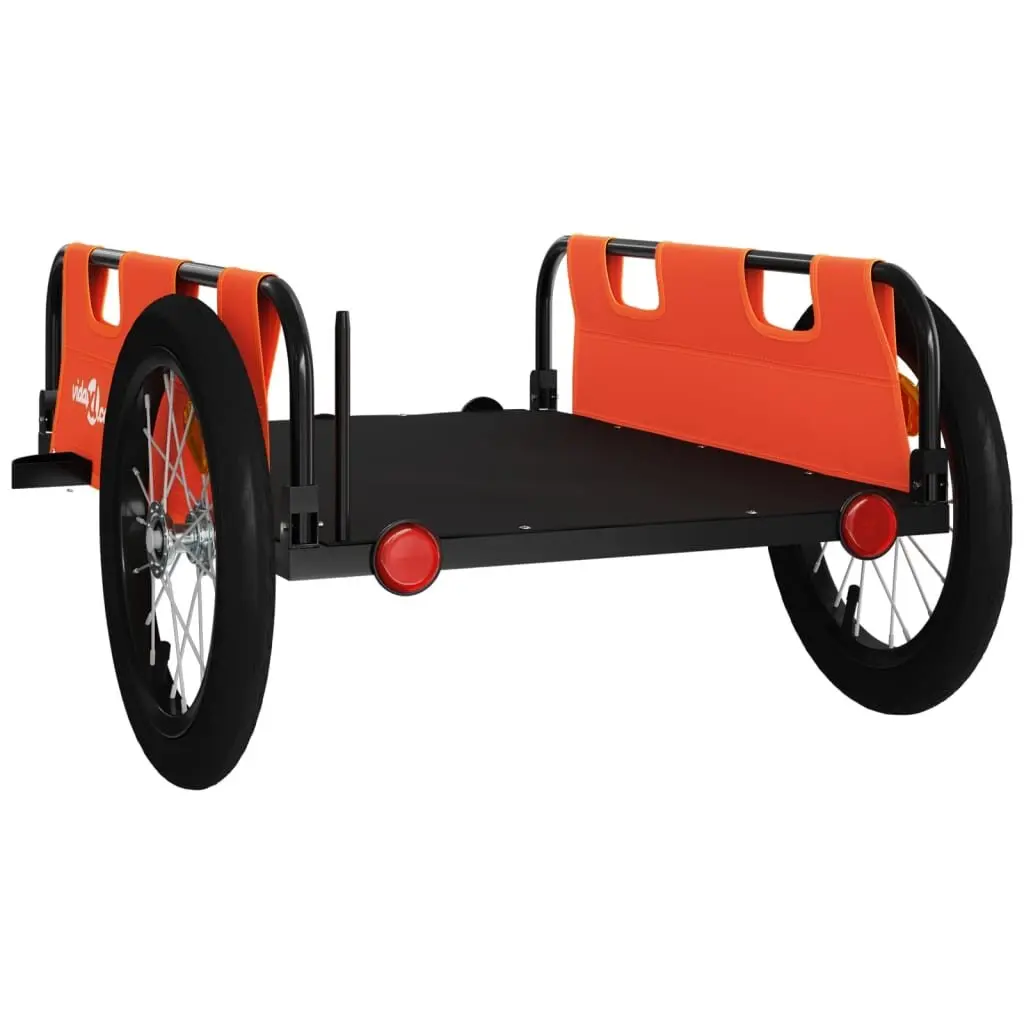 Bicycle Cargo Trailer Orange Oxford Fabric Iron Frame Two Wheel Transport
