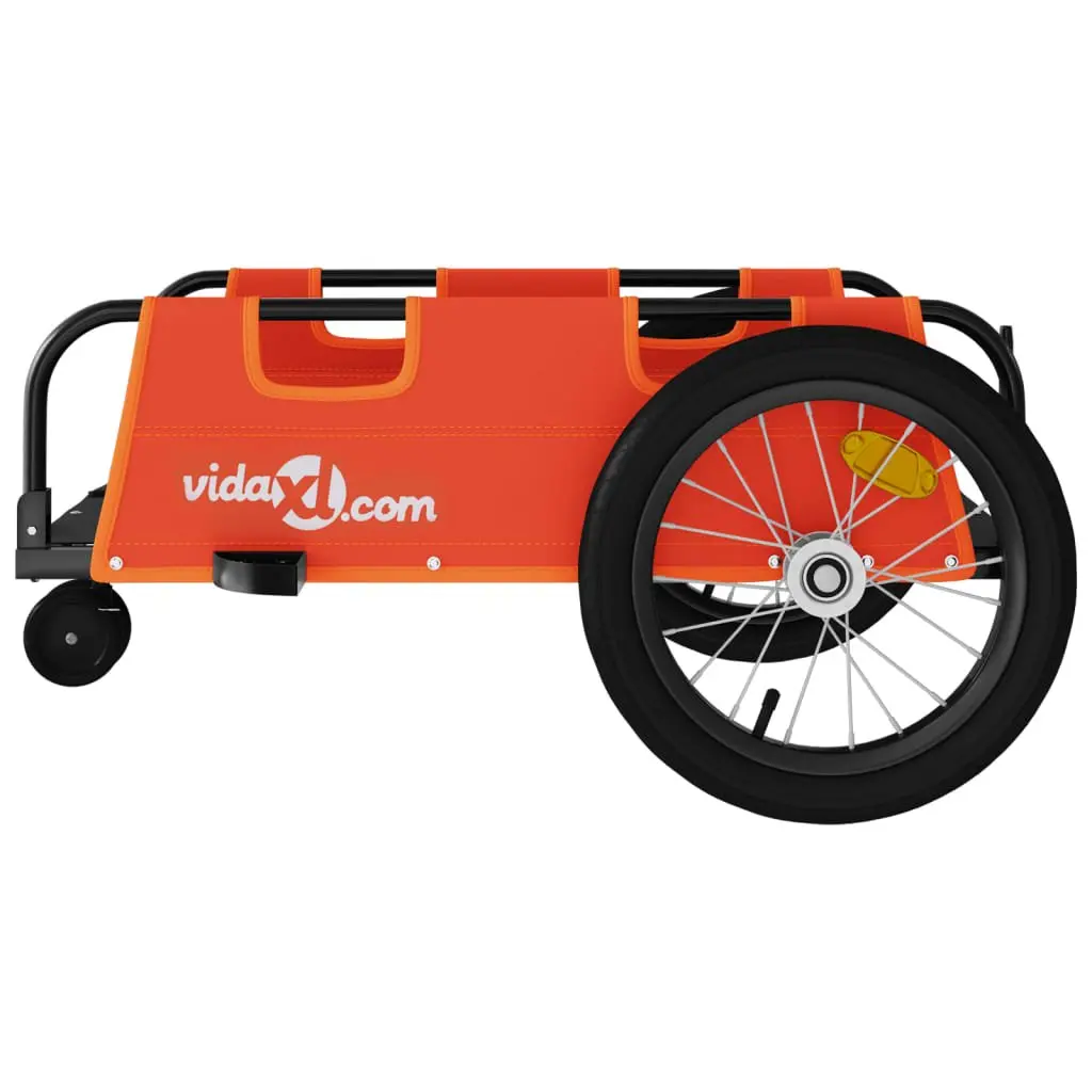Bicycle Cargo Trailer Orange Oxford Fabric Iron Frame Two Wheel Transport