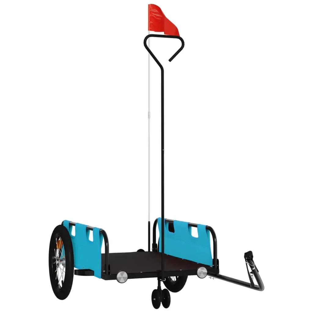 Bike Trailer for Bicycle Transport Blue Oxford Fabric Iron Frame