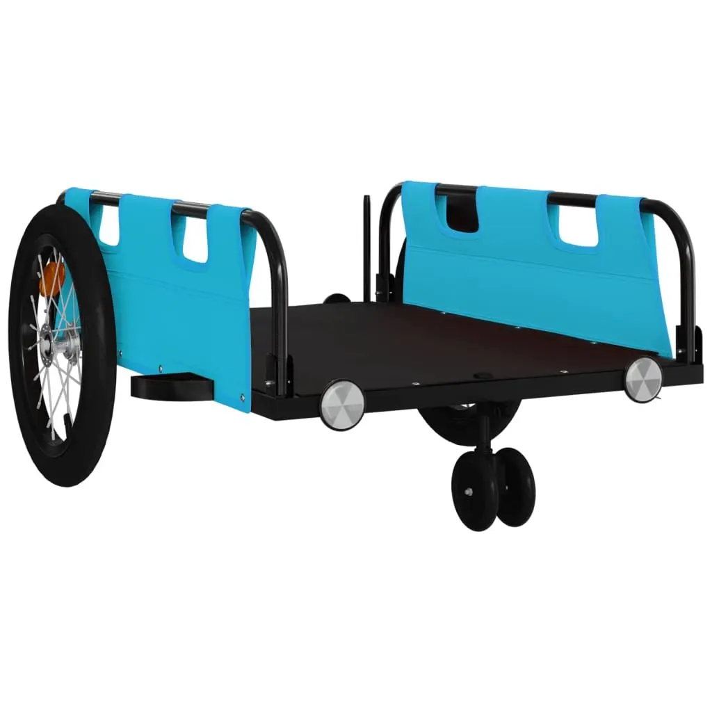Bike Trailer for Bicycle Transport Blue Oxford Fabric Iron Frame