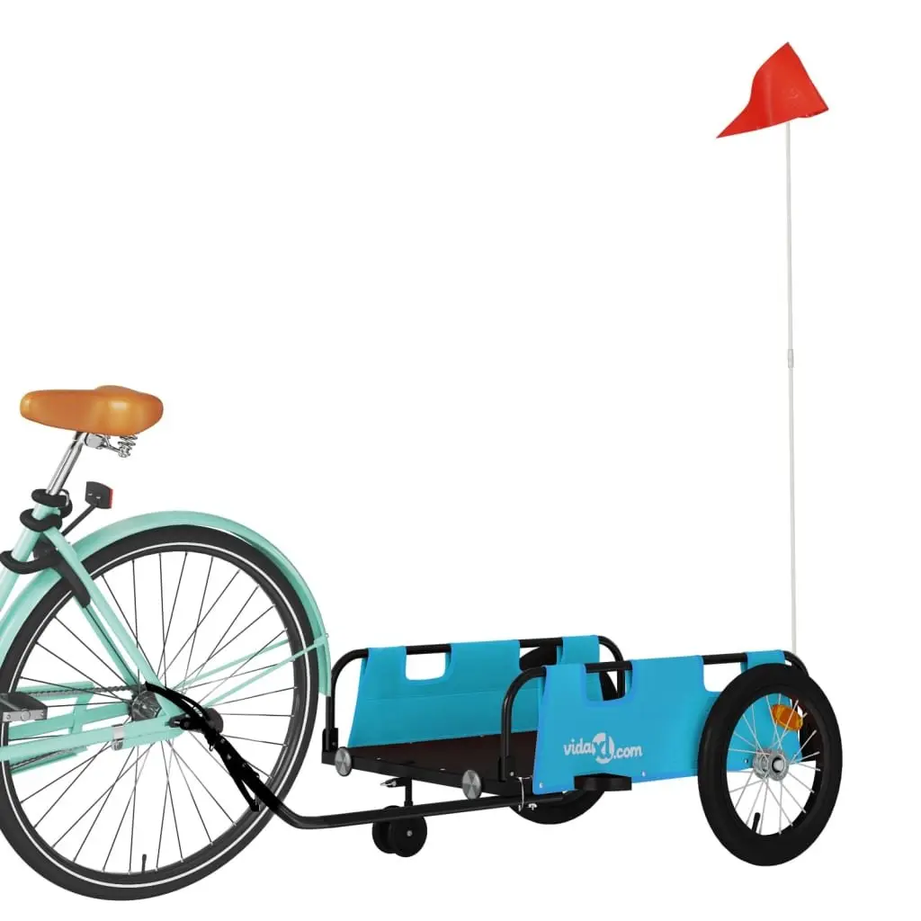 Bike Trailer for Bicycle Transport Blue Oxford Fabric Iron Frame