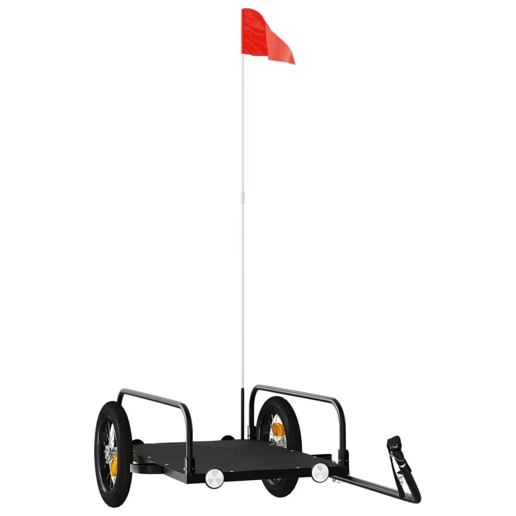 Bike Trailer for Cycling Black Iron Heavy Duty Cargo Cart 122 x 53 x 31 cm