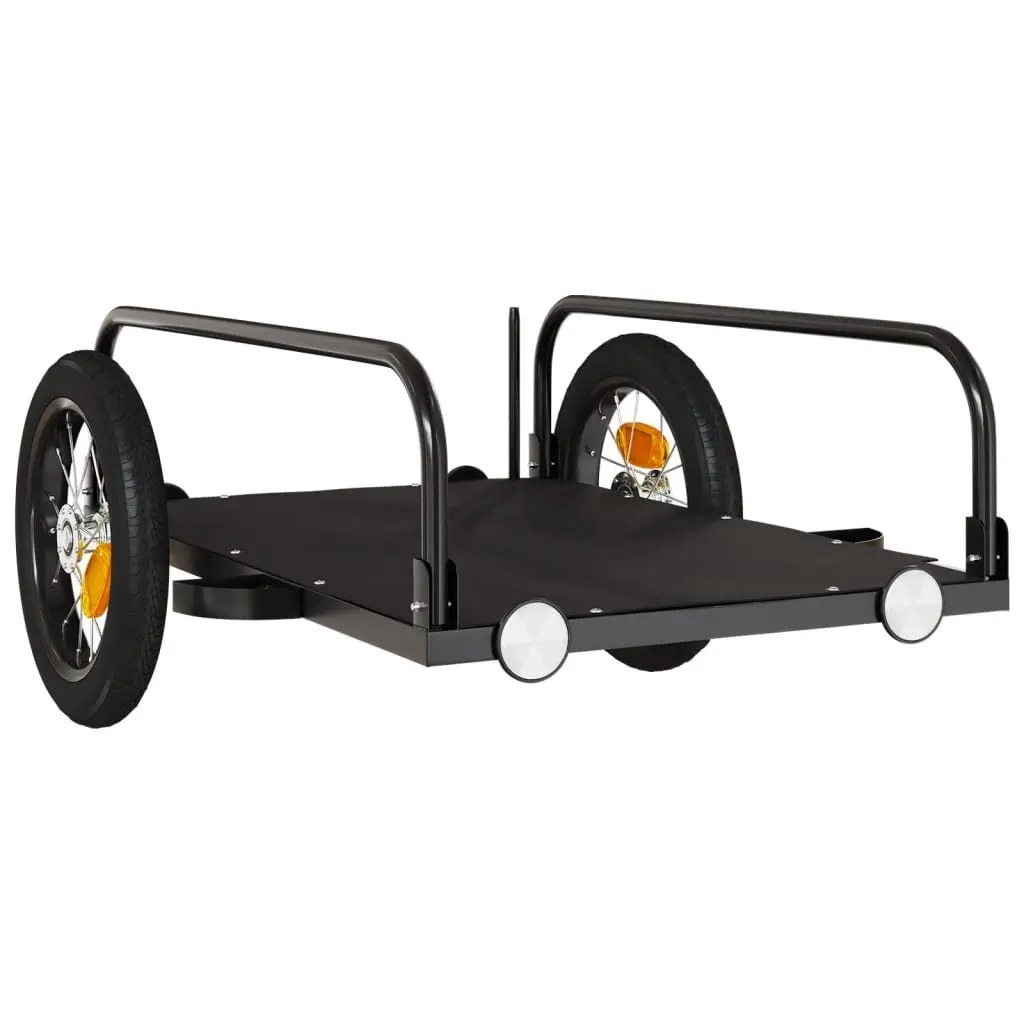 Bike Trailer for Cycling Black Iron Heavy Duty Cargo Cart 122 x 53 x 31 cm