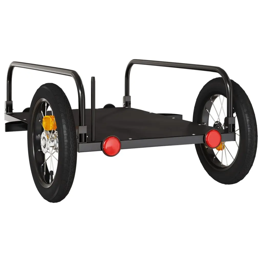 Bike Trailer for Cycling Black Iron Heavy Duty Cargo Cart 122 x 53 x 31 cm