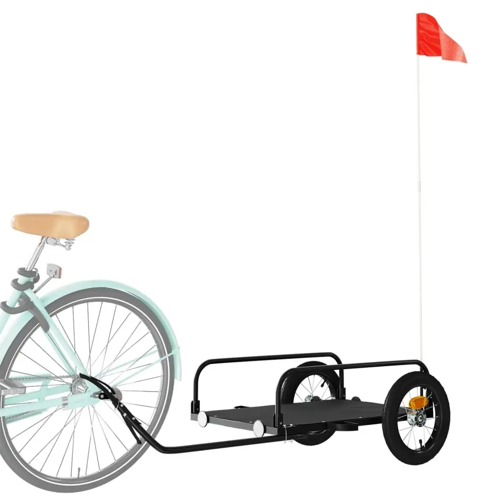 Bike Trailer for Cycling Black Iron Heavy Duty Cargo Cart 122 x 53 x 31 cm