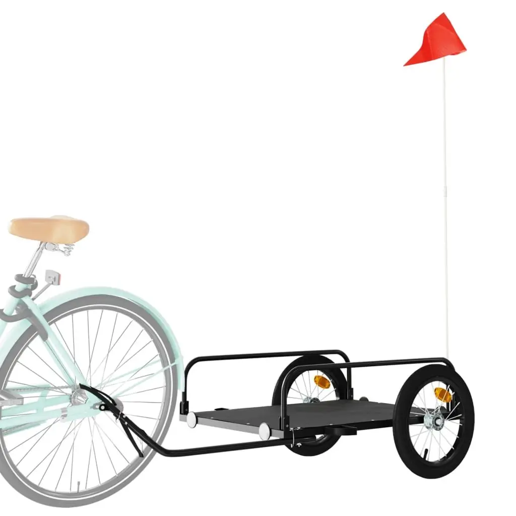 Bike Trailer for Cycling Heavy Duty Iron Frame Black 126 x 63 x 34 cm