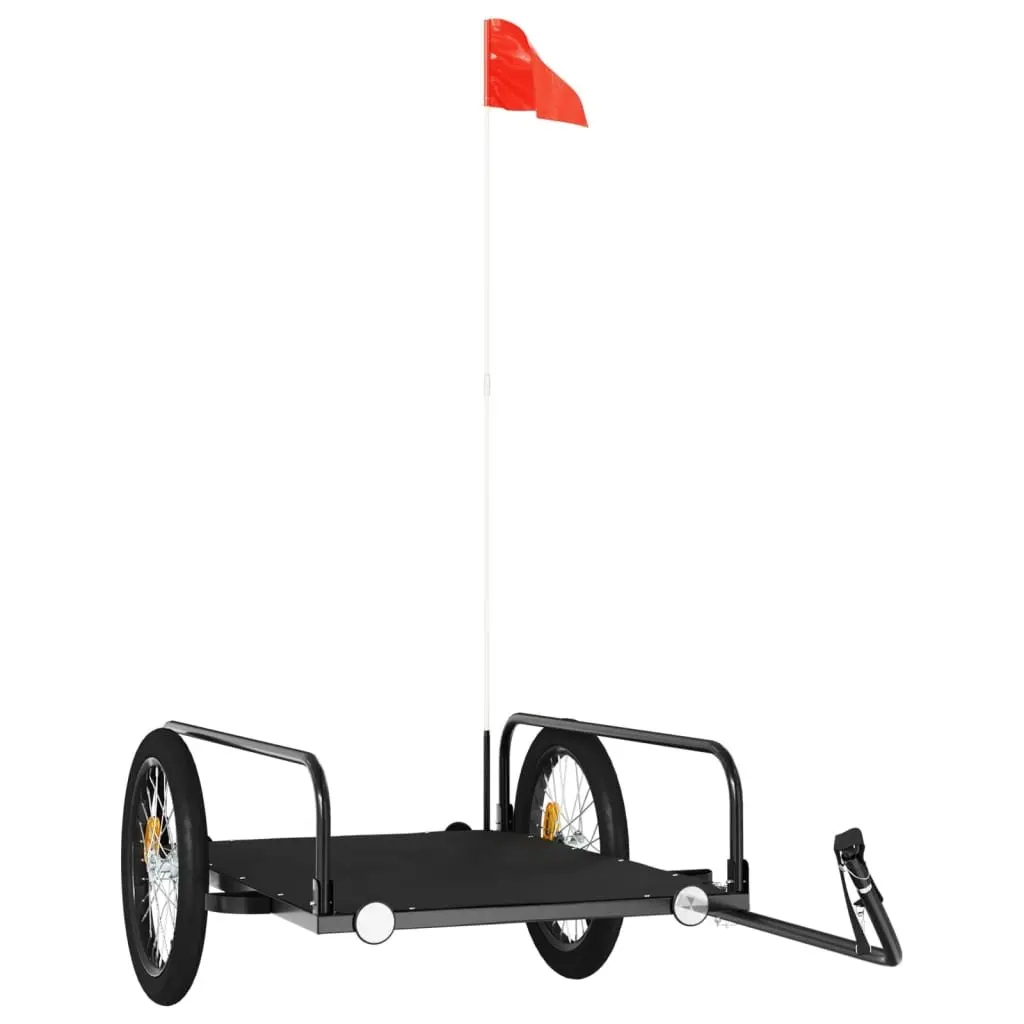 Bike Trailer Black Iron Heavy Duty Cargo Cart Bicycle Hauling Luggage Transport