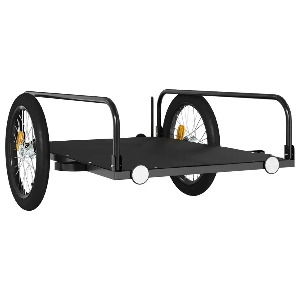 Bike Trailer Black Iron Heavy Duty Cargo Cart Bicycle Hauling Luggage Transport