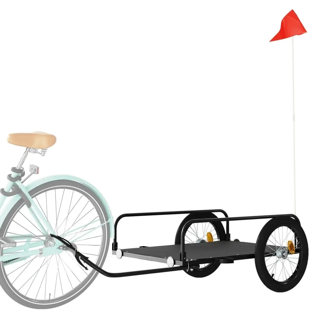Bike Trailer Black Iron Heavy Duty Cargo Cart Bicycle Hauling Luggage Transport