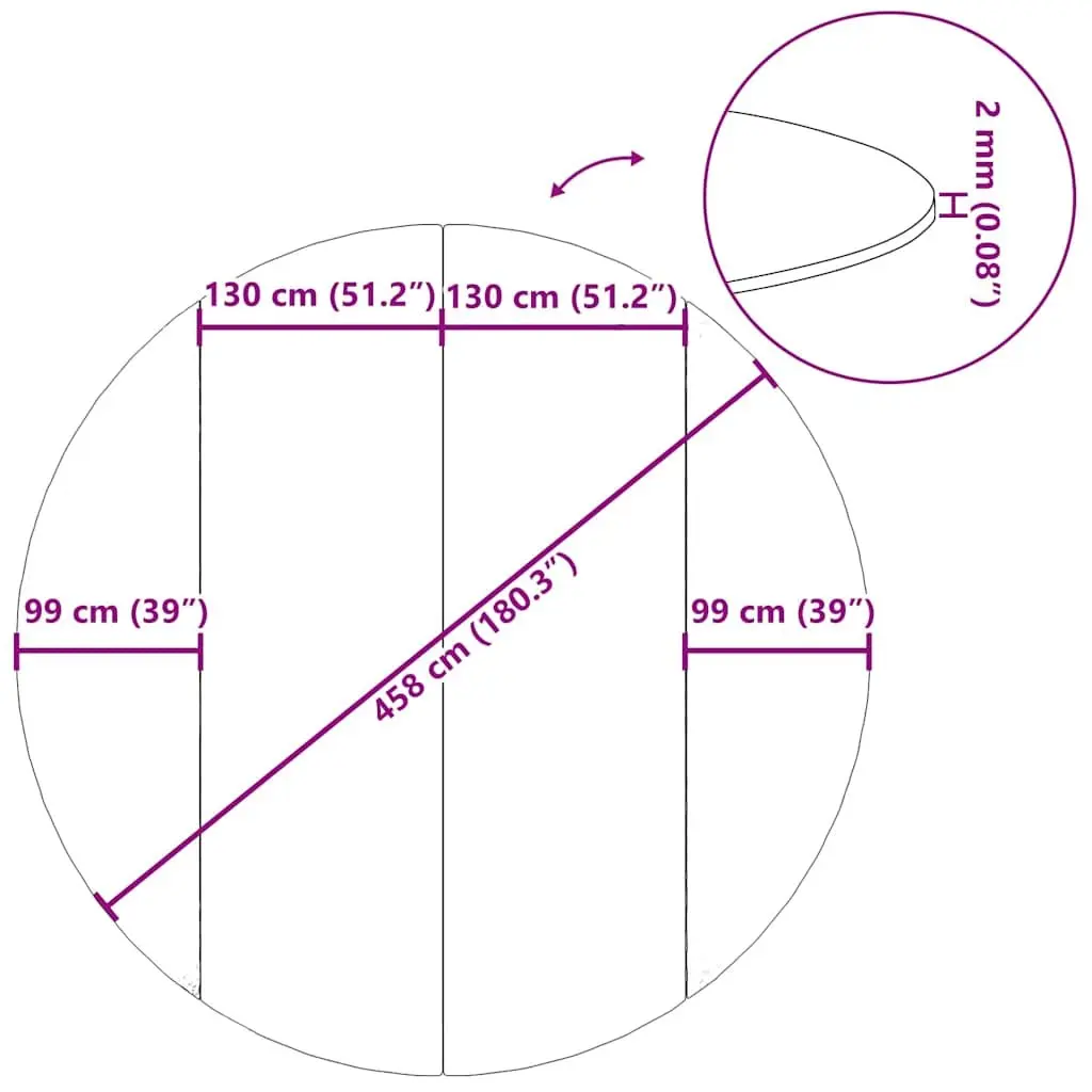 Circular Pool Ground Cloth Light Grey Ø458 cm, 4 Pieces