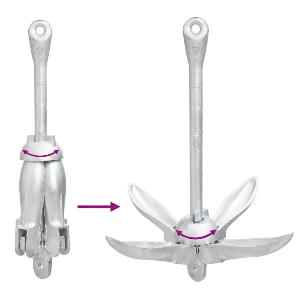 4kg 4-Claw Folding Anchor in Silver Cast Iron