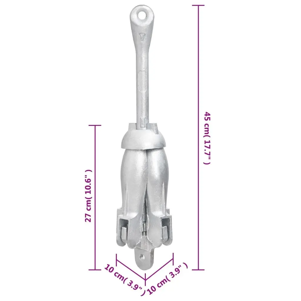 4kg 4-Claw Folding Anchor in Silver Cast Iron