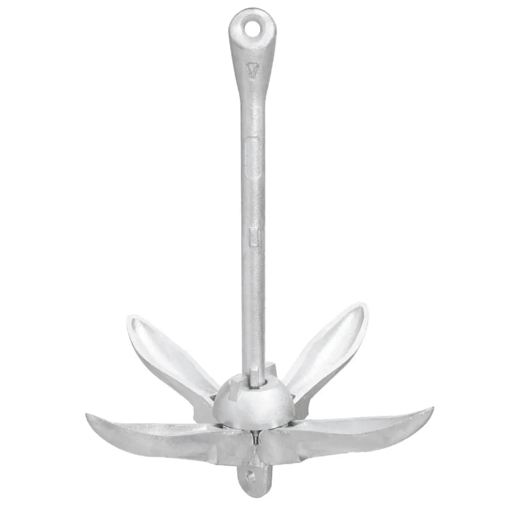 Folding Anchor 6 kg Silver Cast Iron Boat Docking Watercraft Grapnel 4-Claw