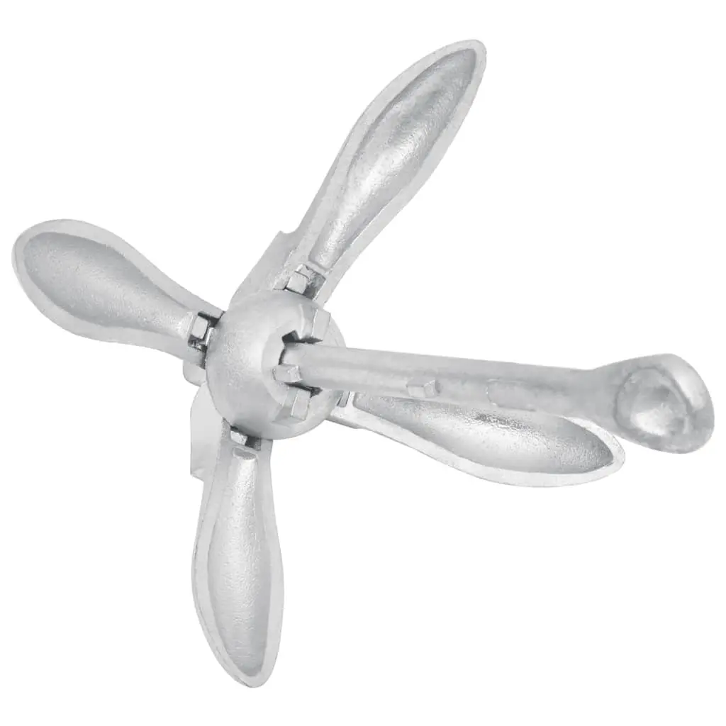 Folding Anchor 6 kg Silver Cast Iron Boat Docking Watercraft Grapnel 4-Claw
