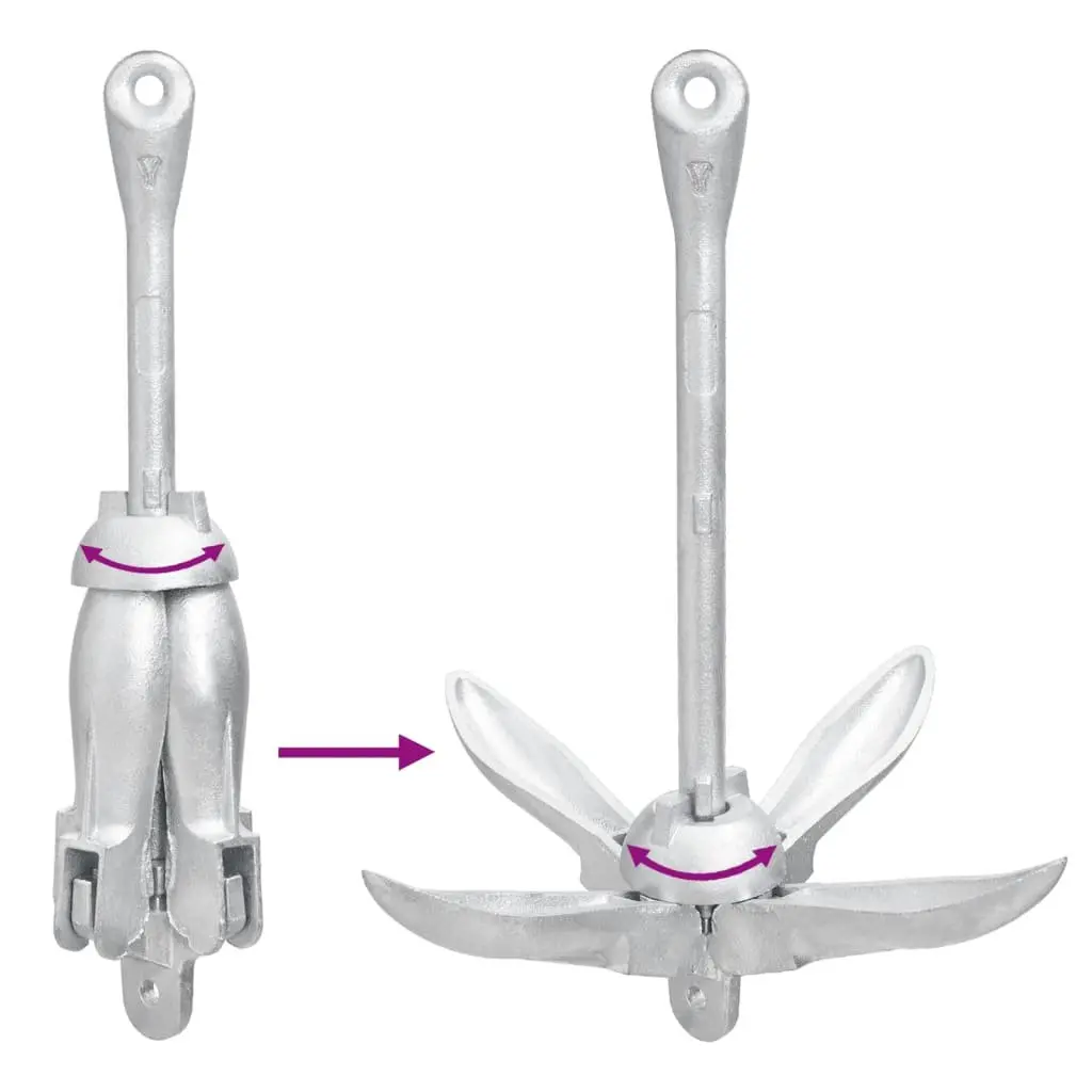 Folding Anchor for Boat Docking 8 kg Silver Cast Iron 4-Claw Grapnel