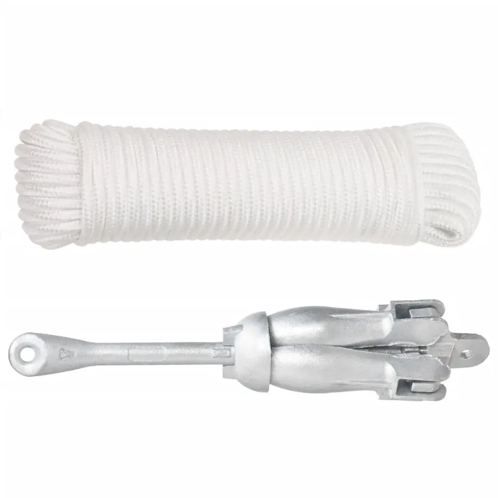 Folding Anchor for Boat 4kg Silver with Rope