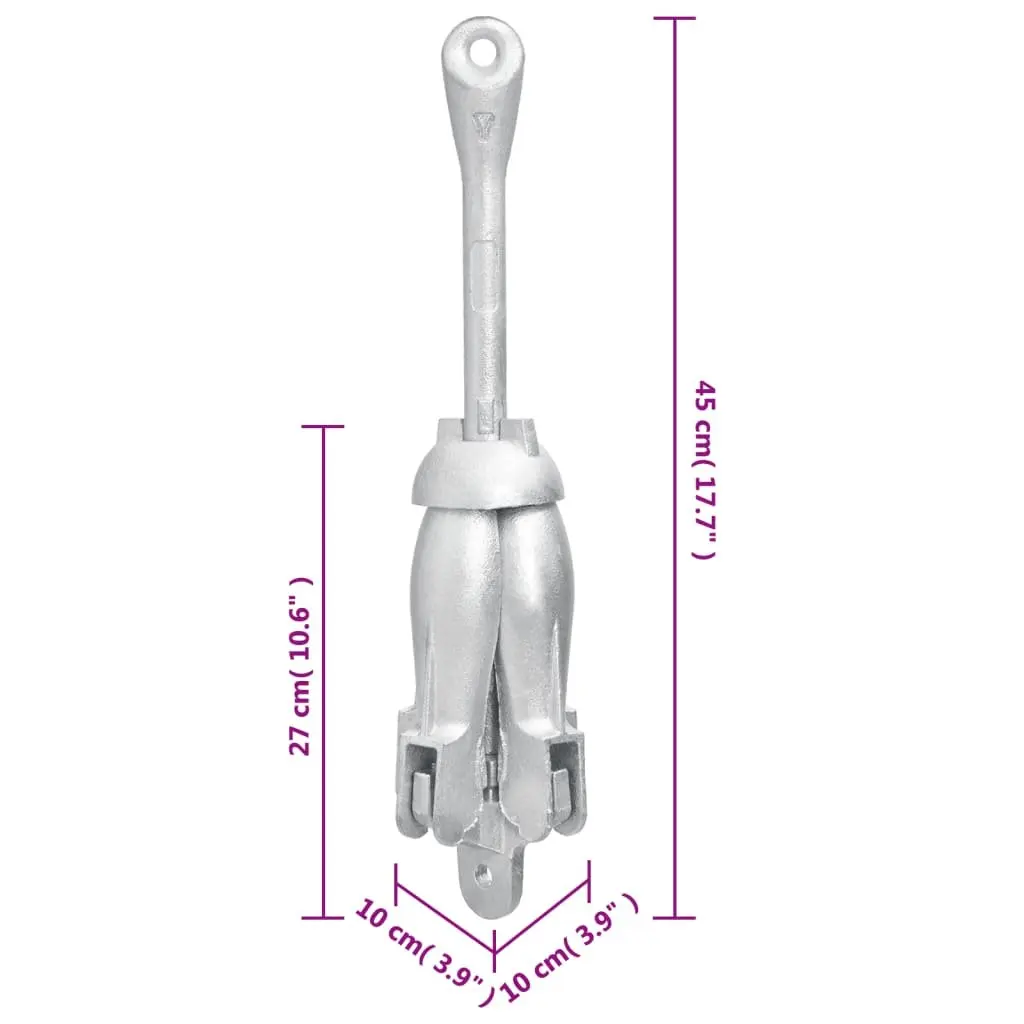 Folding Anchor for Boat 4kg Silver with Rope