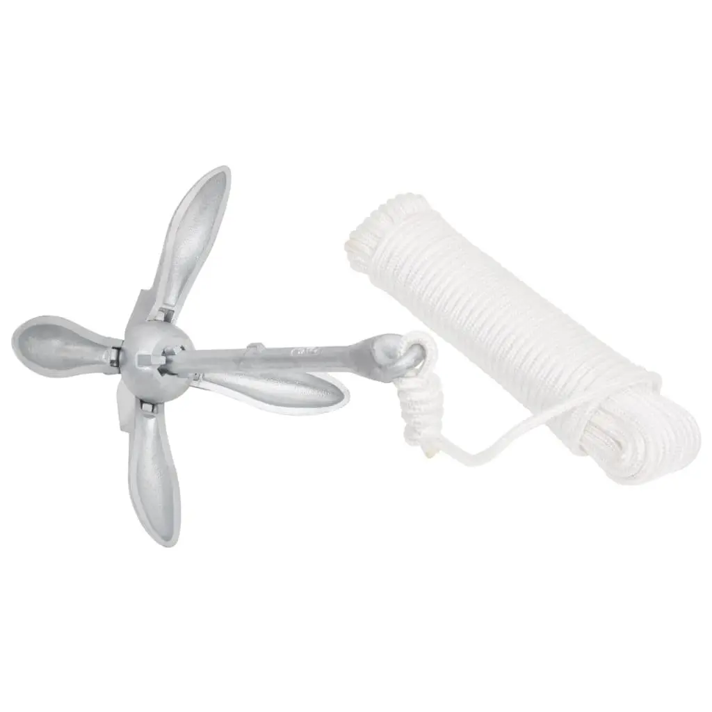 Folding Anchor for Boat 4kg Silver with Rope