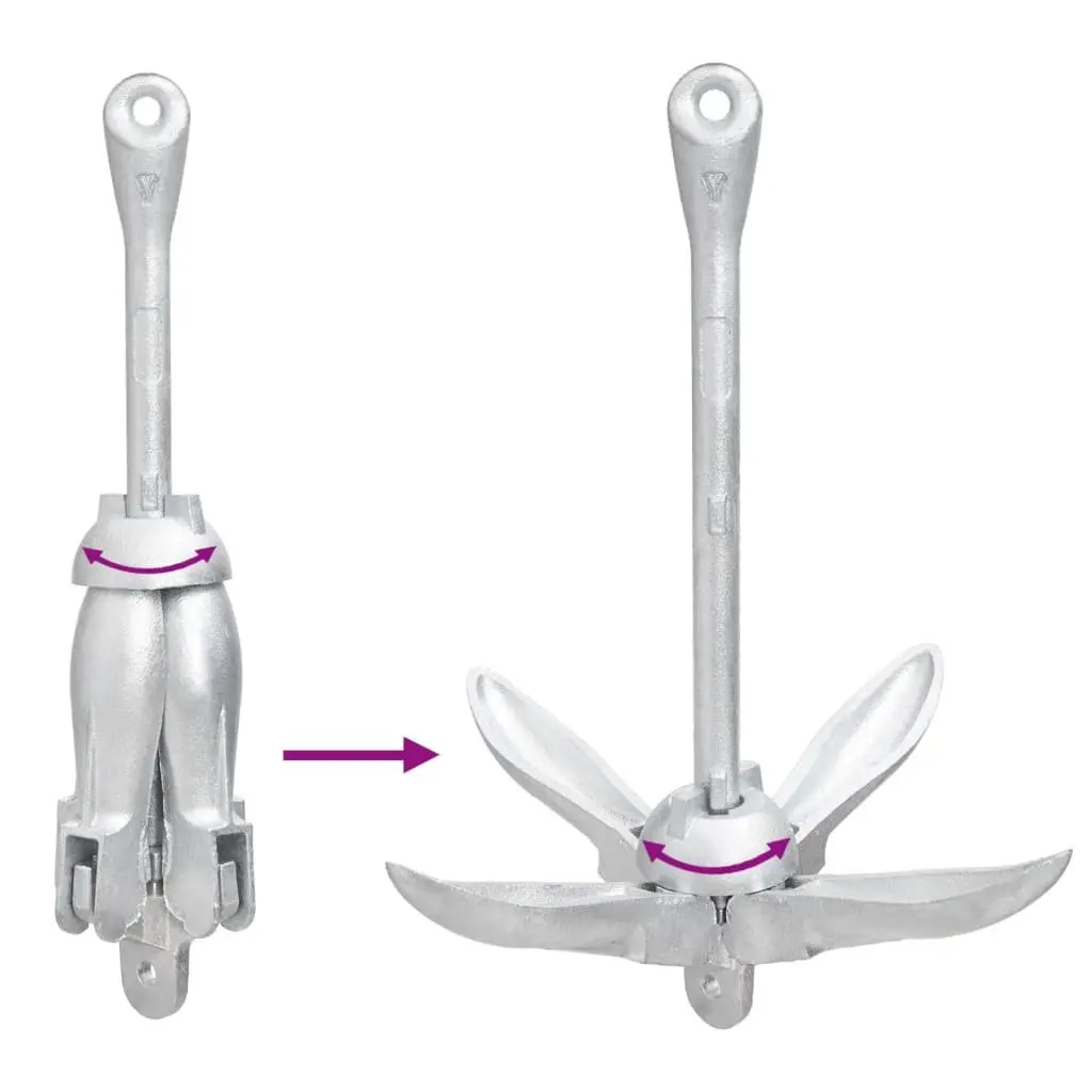 Folding Anchor for Boat 4kg Silver with Rope
