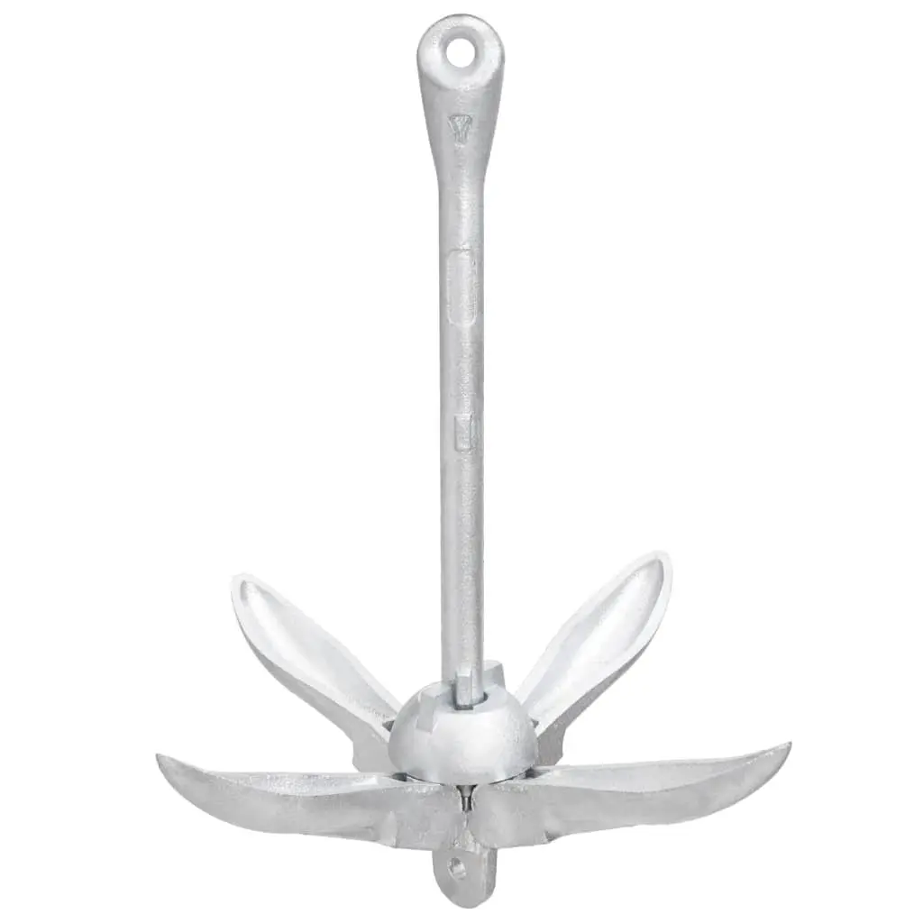 Folding Anchor with Rope Silver 6 kg Cast Iron Boat Docking Watercraft