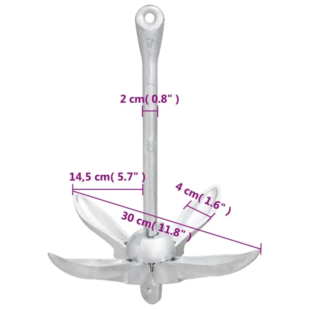 Folding Anchor for Boats Kayaks 2.5 kg 4-Claw Grapnel