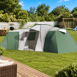 12-Person Waterproof Family Dome Tent - Green with Rainfly