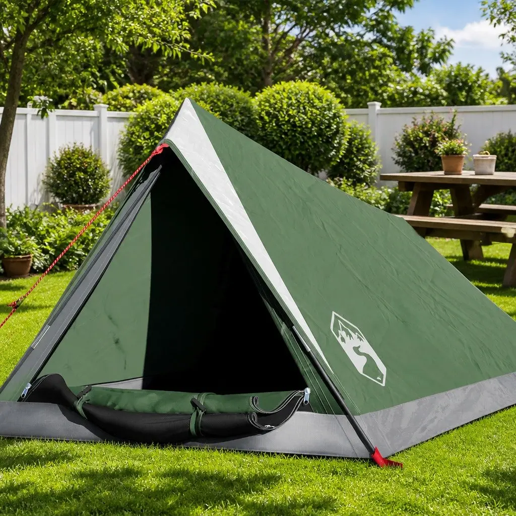 2-Person Camping Tent Green Waterproof Mosquito Protection