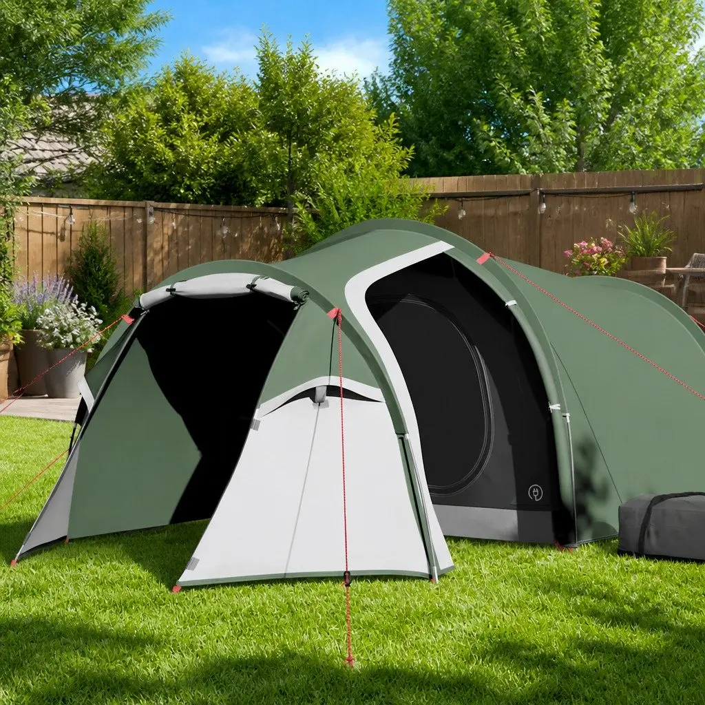 2-Person Tunnel Camping Tent in Green