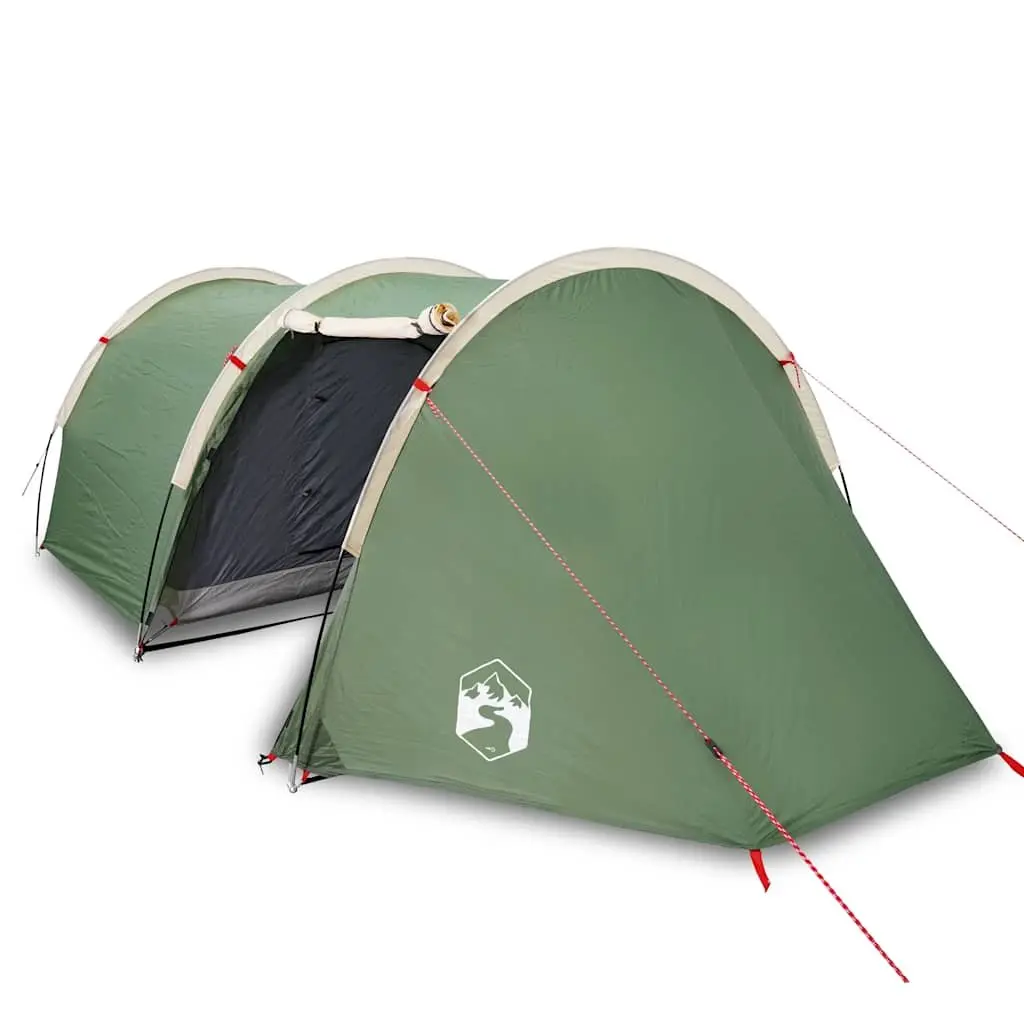 4-Person Tunnel Camping Tent for Outdoor Use Green Waterproof with Mosquito Net Fibreglass Poles