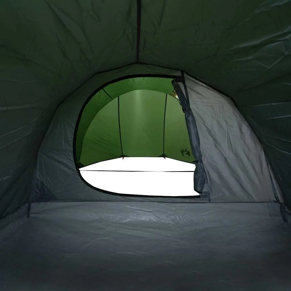 4-Person Tunnel Camping Tent for Outdoor Use Green Waterproof with Mosquito Net Fibreglass Poles