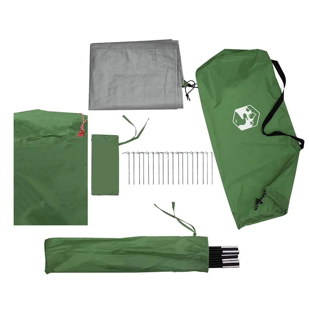 4-Person Tunnel Camping Tent for Outdoor Use Green Waterproof with Mosquito Net Fibreglass Poles