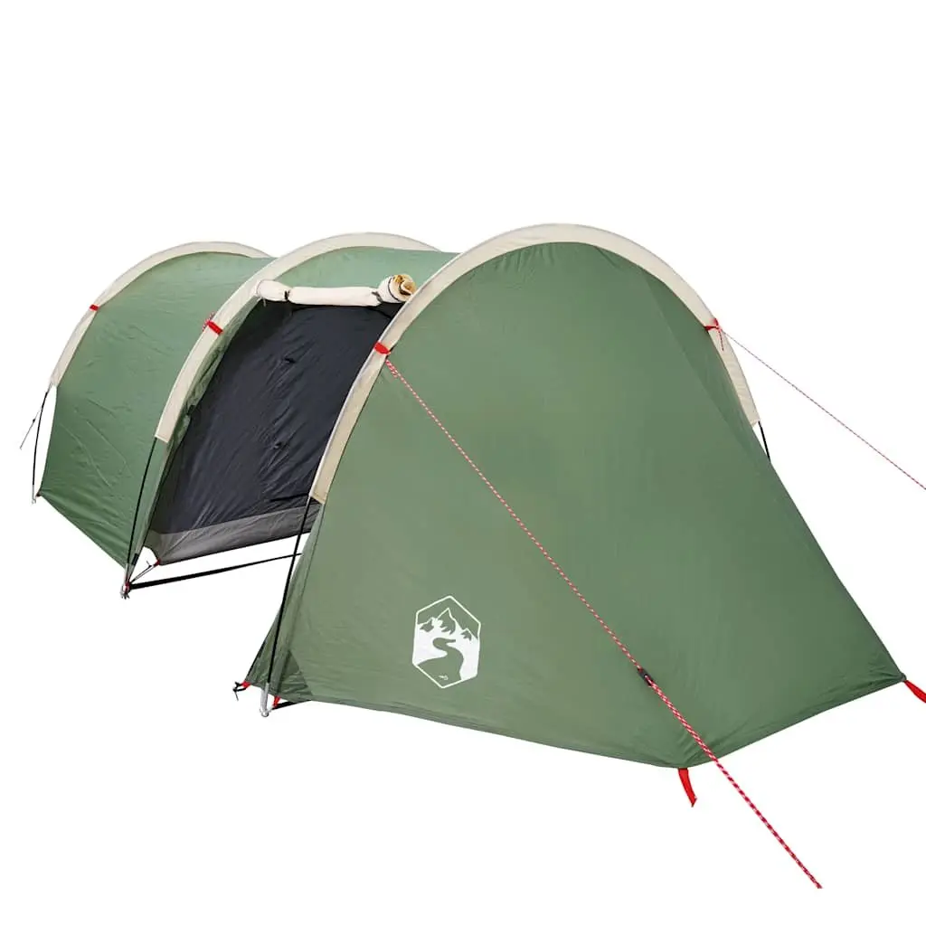 4-Person Tunnel Camping Tent for Outdoor Use Green Waterproof with Mosquito Net Fibreglass Poles